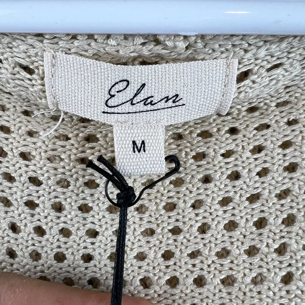 New Elan Natural Crochet Cardigan sweater / crochet pant set size M - Picture 6 of 16